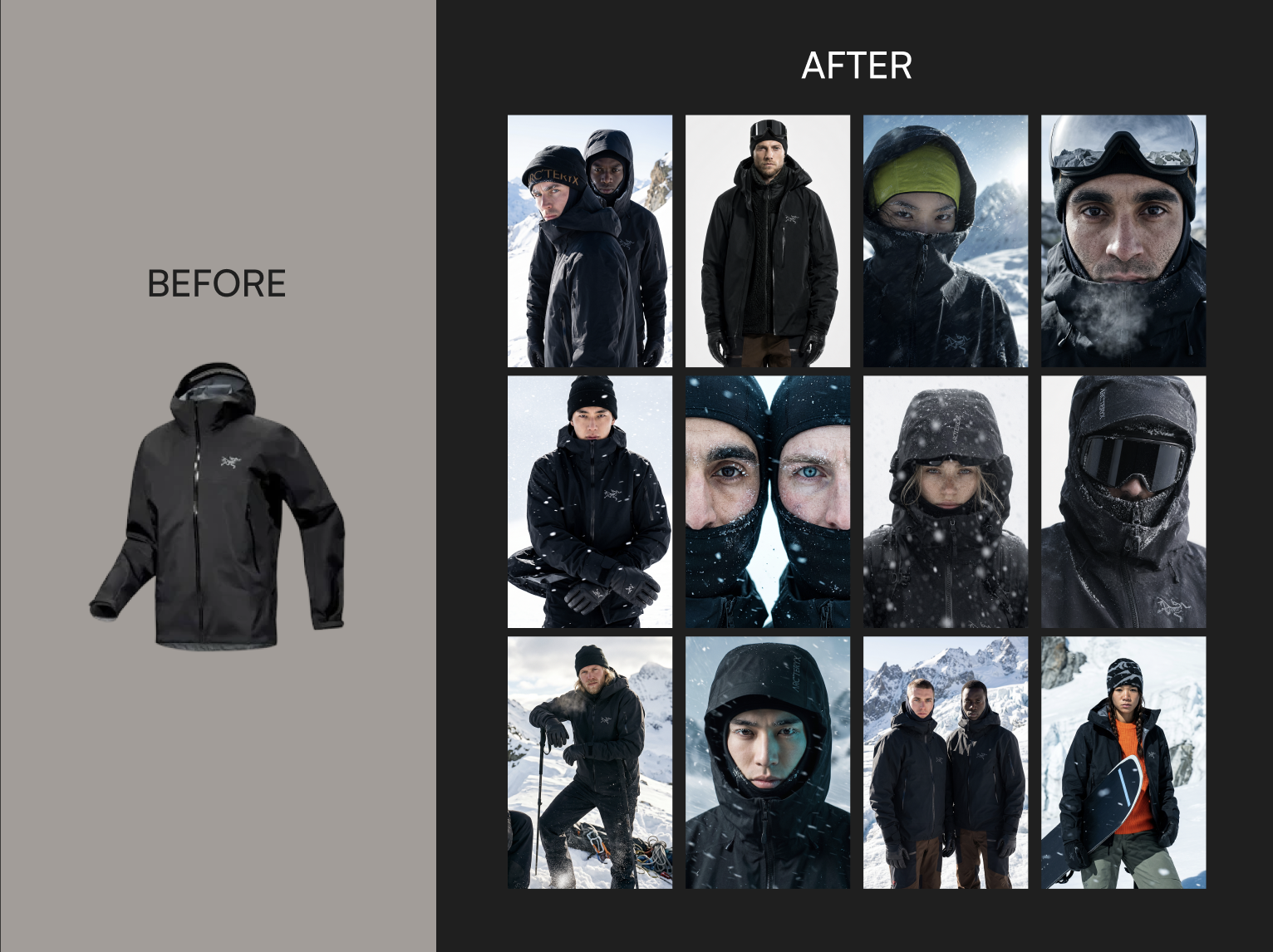 AI-assisted workflow — before and after creative production